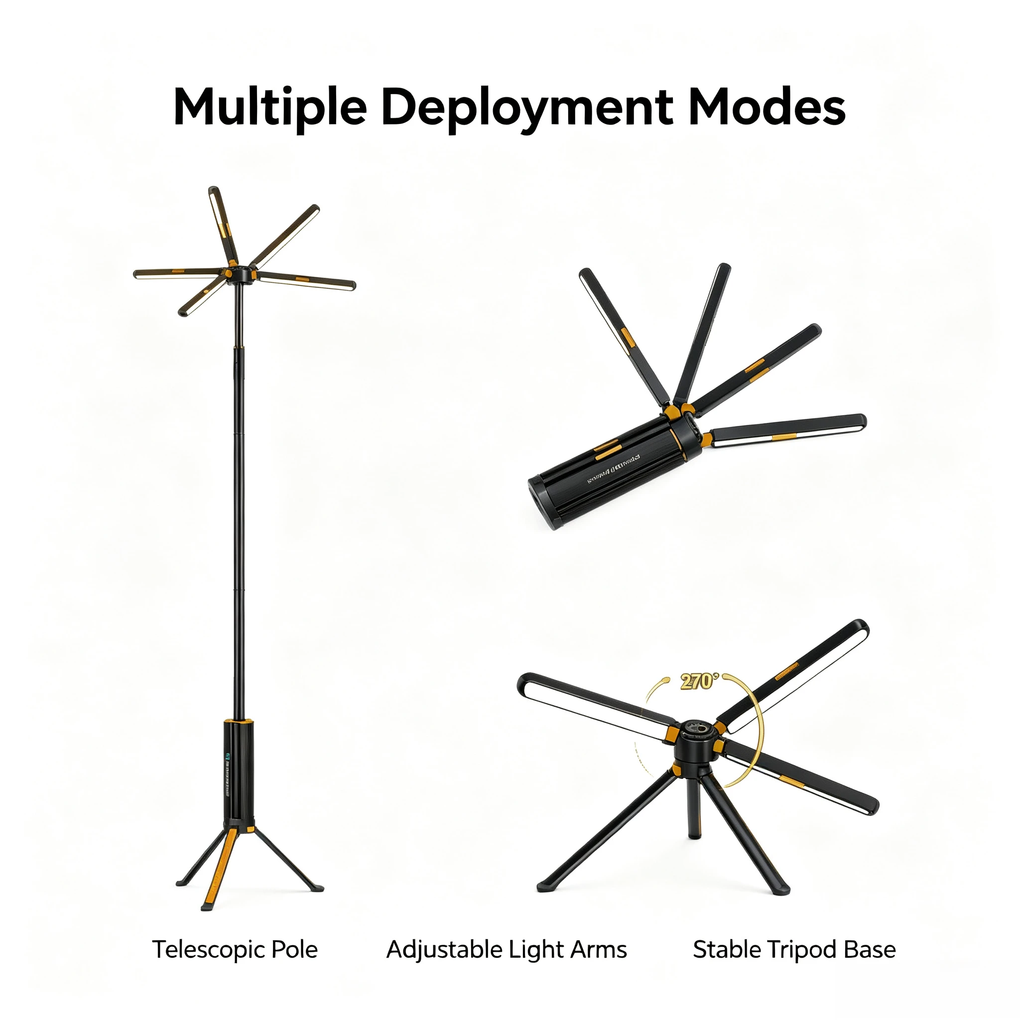 Telescopic Foldable Camping Light Tripod Long Lasting Portable Outdoor LED Lamp Stand For Tent Picnic BBQ Camping Lighting