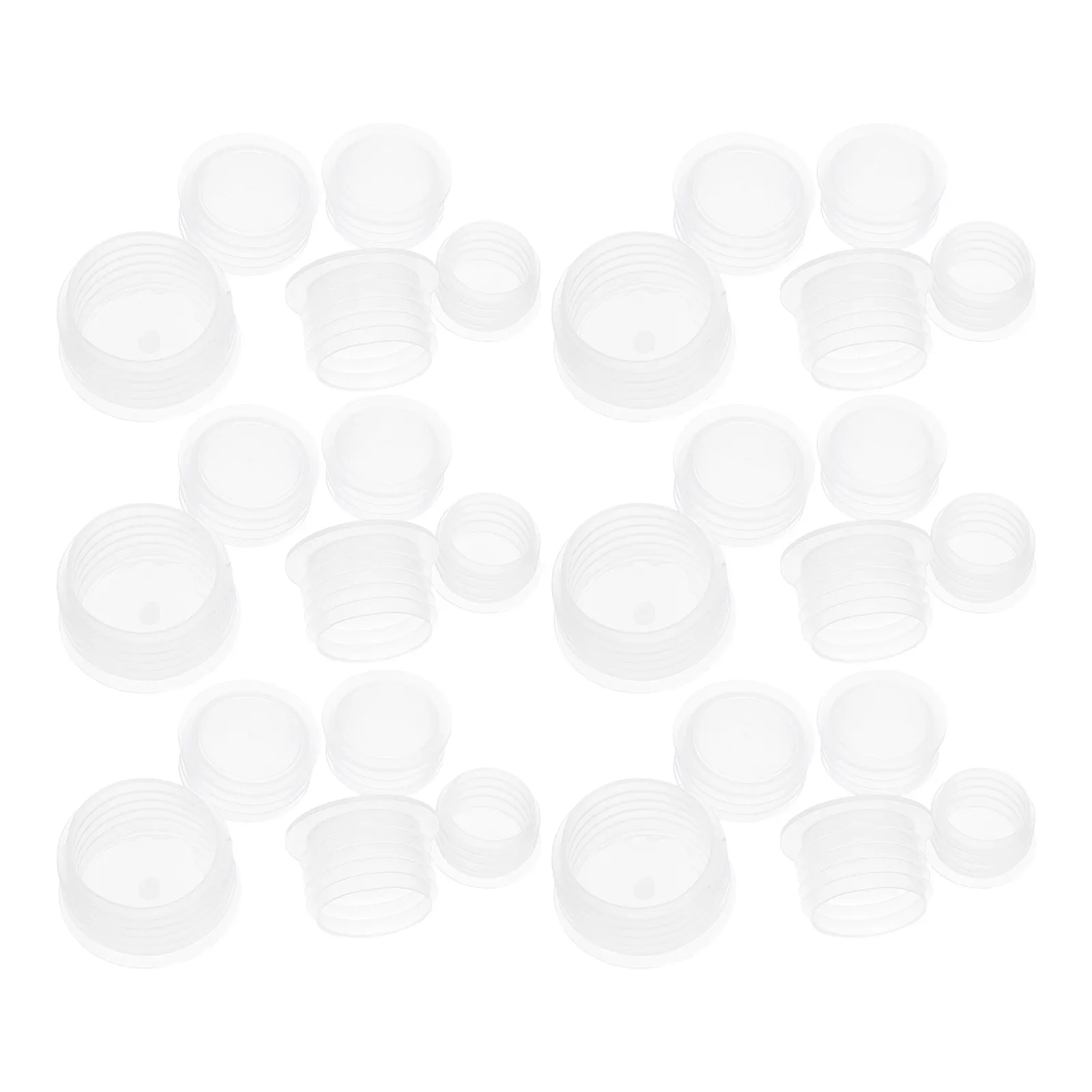 50Pcs Transparent Plastic Bottle Stoppers Flat Seal Caps for Wine Perfume Spice Shakers Replacement Bottle Caps Condiment