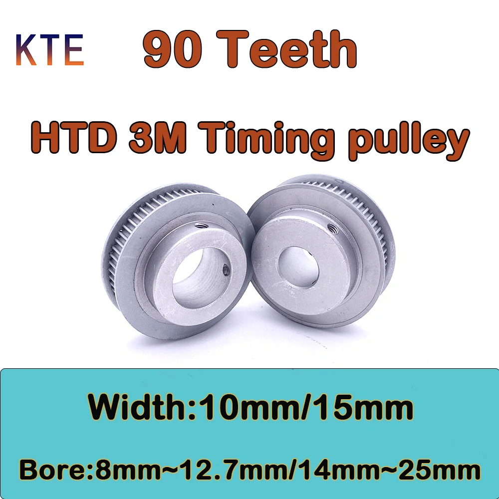 90 Teeth HTD 3M Timing Pulley Bore 8/10/12/12.7/14/15/16/17/19/20/25mm 90 Tooth HTD 3M Synchronous Wheel Belt Width 10mm/15mm