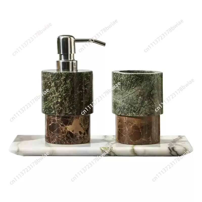 Nordic Color-Blocked Marble Lotion Bottle and Aromatherapy Tray Bathroom Accessories with Exquisite Color-Blocked Soap Dispenser