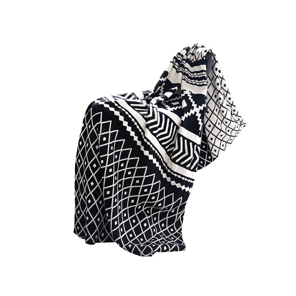 

1Pc Geometry Knitted Blanket Bohemian Style Sofa Bed All Season Throw Blanket