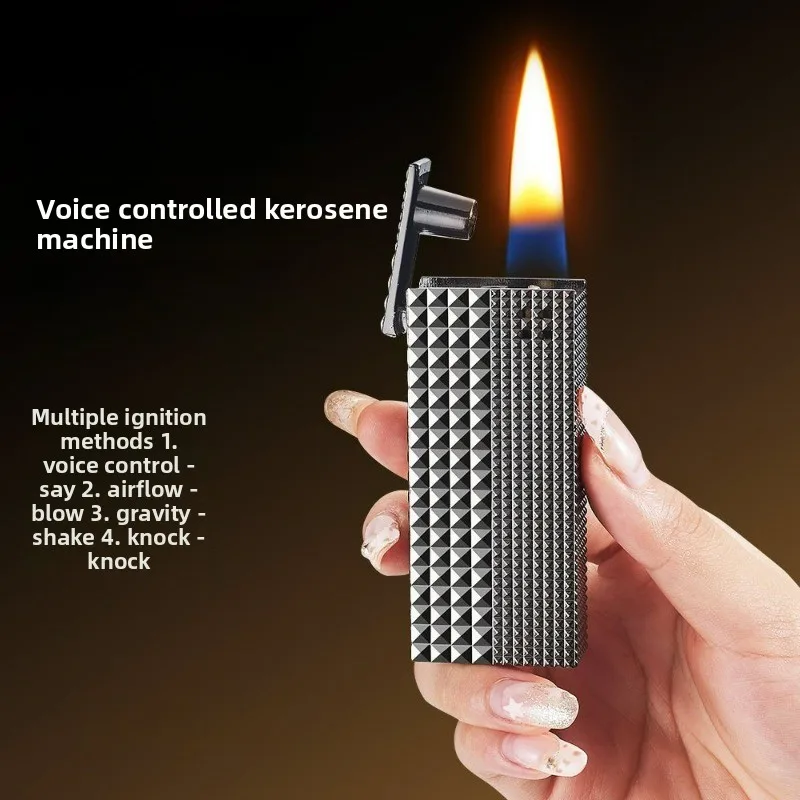 

Five Face Paris Nail Voice Controlled Ignition Windproof Kerosine Lighter Removable Oil Tank USB Electric Lighters Smoking Gifts