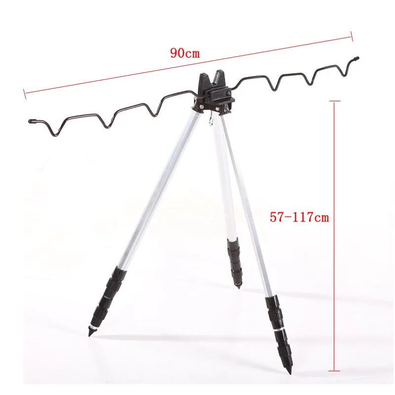 Aluminum Alloy Telescopic 7 Groove Fishing Rod Holder Collapsible Tripod Stand Sea Fishing Pole Bracket