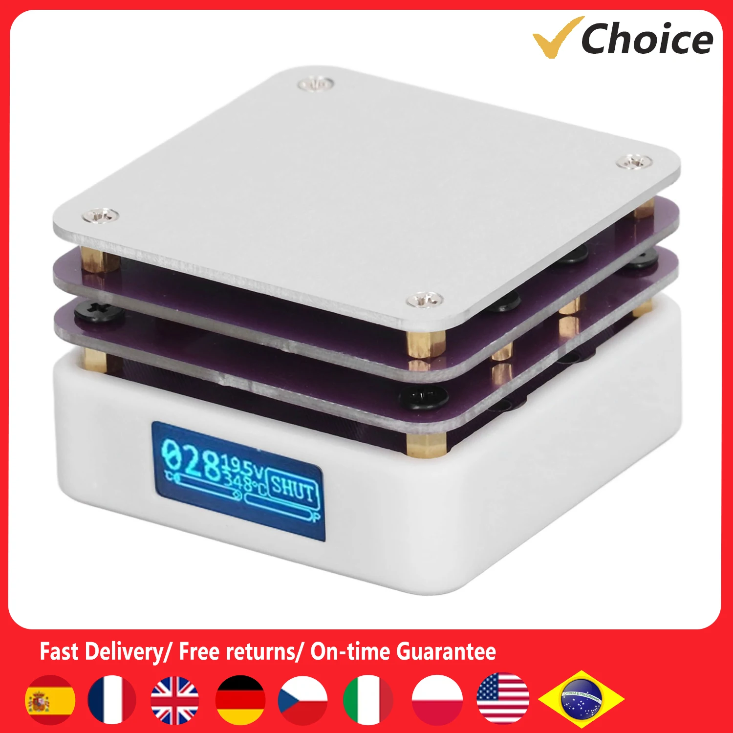 

Горячая плита сварщика Достально эффективная зона нагрева Нагревательная паяльная пластина Интерфейс USB типа C Энергосбережение 20 В для печатной платы SMD