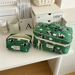 Bolsa de lavado de algodón con estampado de perro y oveja, bolsa de almacenamiento con solapa, portátil, suave, de gran capacidad, para maquillaje, con cremallera