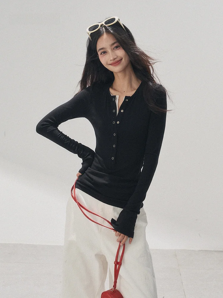 

Тонкий вязаный шерстяной свитер с кружевными вставками и эффектом двухслойности, утягивающий, универсальный, женская мода Andasaya