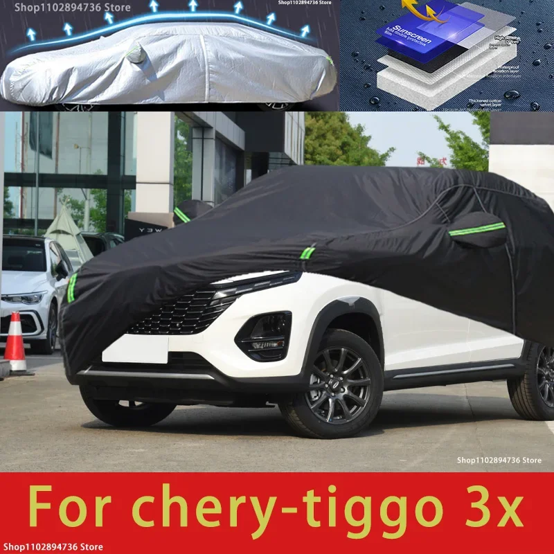 

Для chery tiggo 3x fit наружная защита полные автомобильные чехлы для снега солнцезащитный водонепроницаемый пыленепроницаемый наружный черный чехол для автомобиля