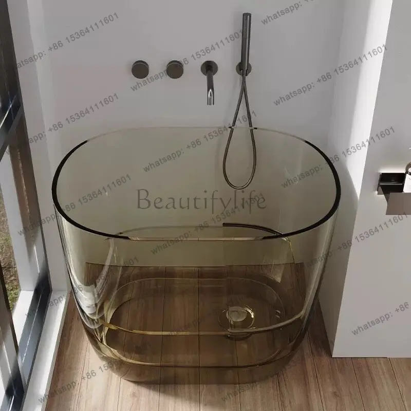 

Small apartment seated bubble transparent crystal deep bubble bathtub mini household