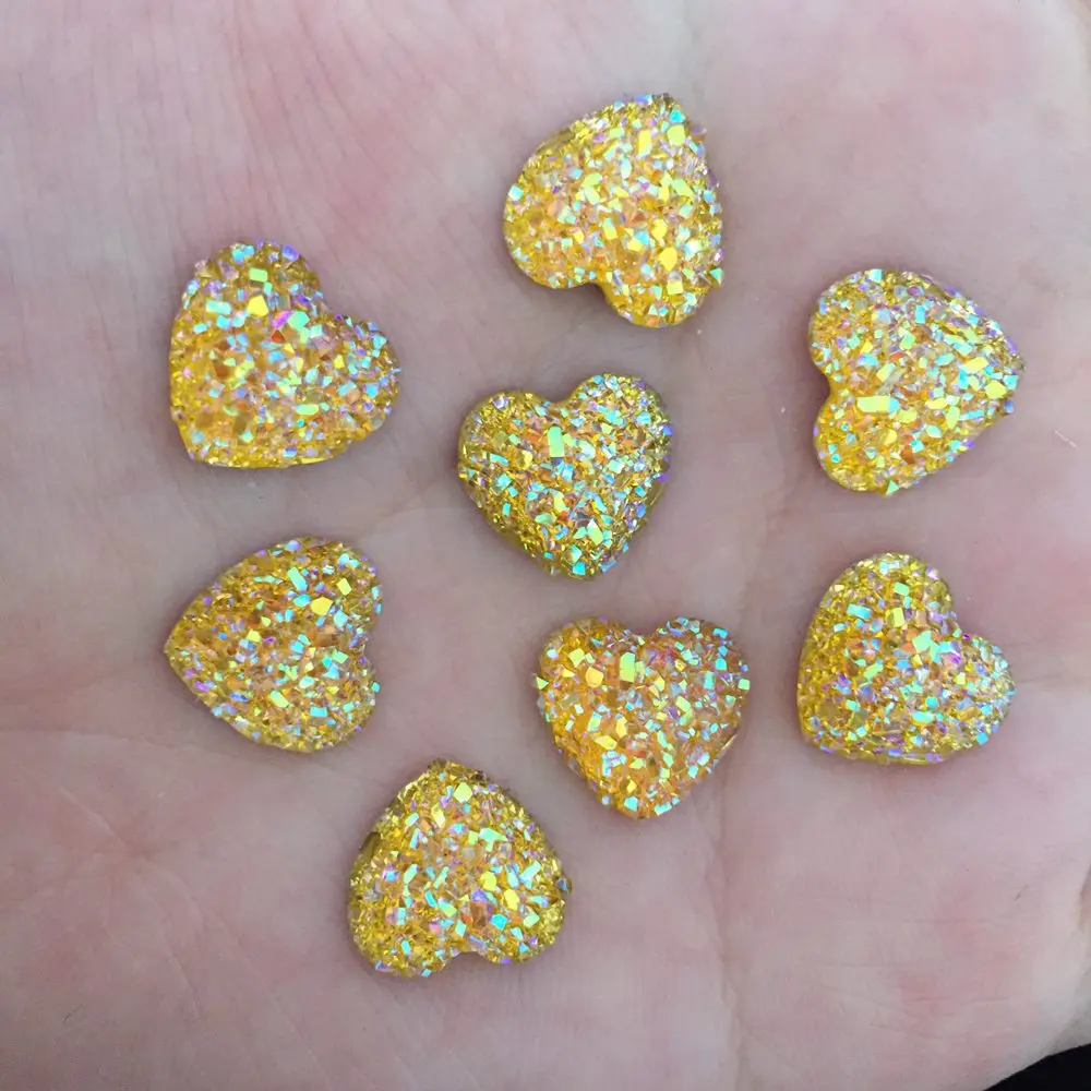 80pcs AB Resin 12mm Bling Sweet heart flatback rhinestone Ornaments DIY Wedding appliques craft D50*2