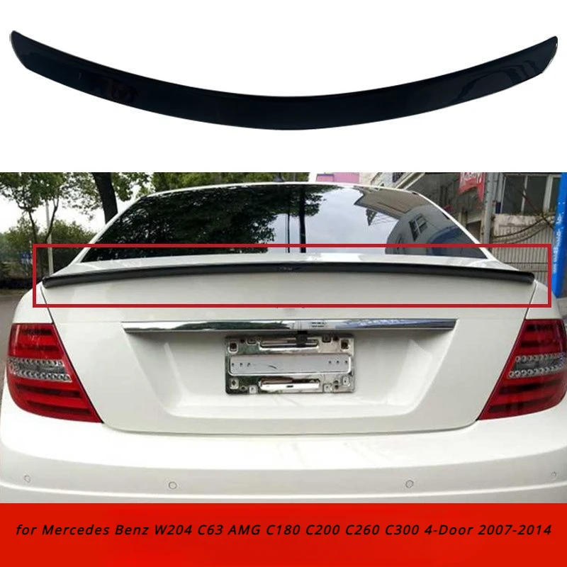 Carbon Black Rear Trunk Lid Car Wing Ducktail Lip Spoiler For 2008-2014 Mercedes Benz C Class W204 C200 C250 C300 4 Door Sedan