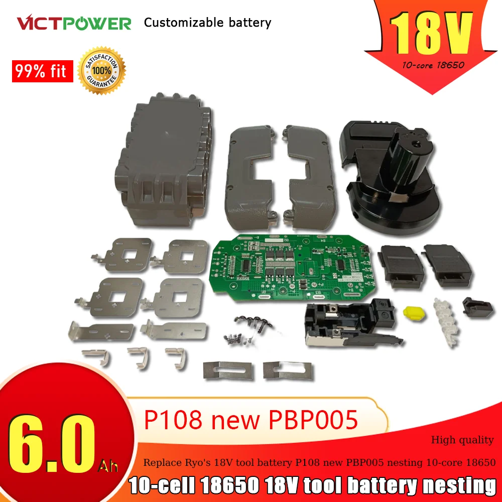 

Replacement for Ryobi Battery Case with BMS 18V Battery for Ryobi Case PCB Power Cordless Battery Cases P108 P118 18650 10 CellS