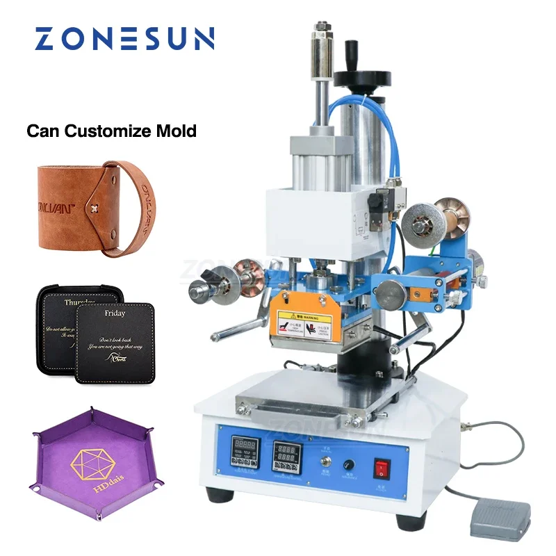 

ZONESUN ZSP-890H Auto Industrial Hot foil Stamping Machine leather LOGO wood mark name card Branding machine leather embossor