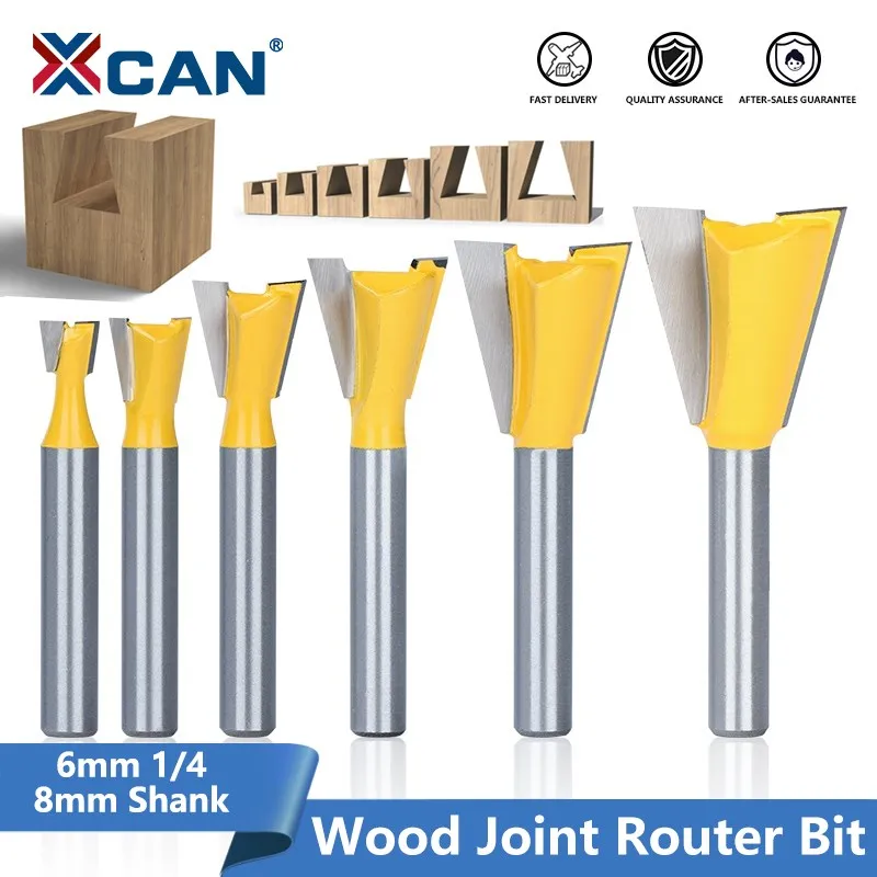 XCAN  Dovetail Joint Router Bit 6mm 1/4 8mm Shank 14 Degrees Woodworking Engraving Bit Milling Cutter for Wood