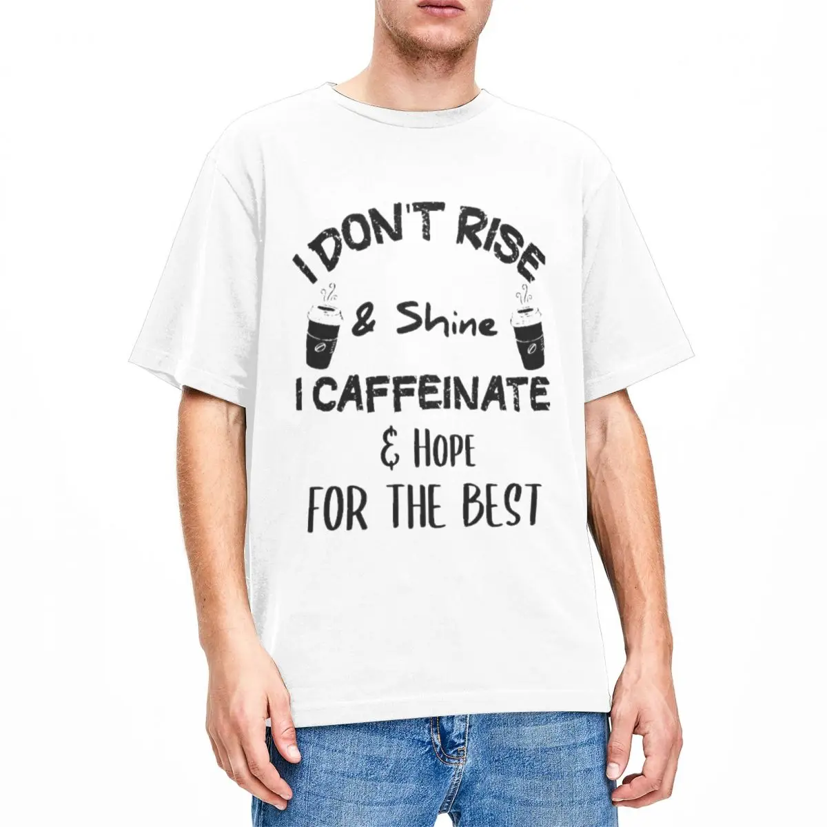 Men Women's I Don't Rise & Shine Shirt Funny Coffee Lover Gift Cotton Tops Novelty Short Sleeve Round Neck Tees Gift Idea Shirt