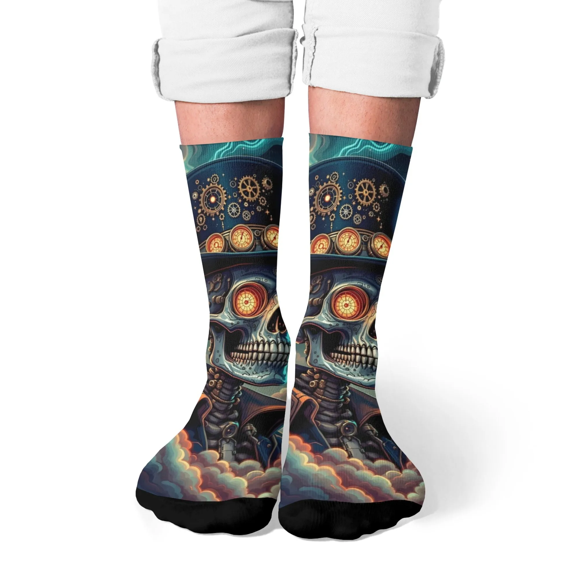 Steampunk الهيكل العظمي الساحر مضحك الرجال الجوارب الجدة سعيد الهيب هوب الجوارب تنفس عدم الانزلاق الجوارب غير رسمية مجنون هدايا الحفلات