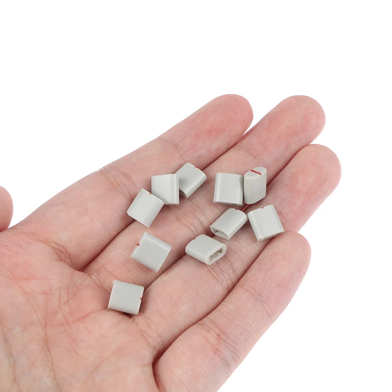 10pcs Equalizer Potentiometer Fader Cap / Hole 4MM Gray Red / Plastic Handle Straight Potentiometer Fader Knob Cap