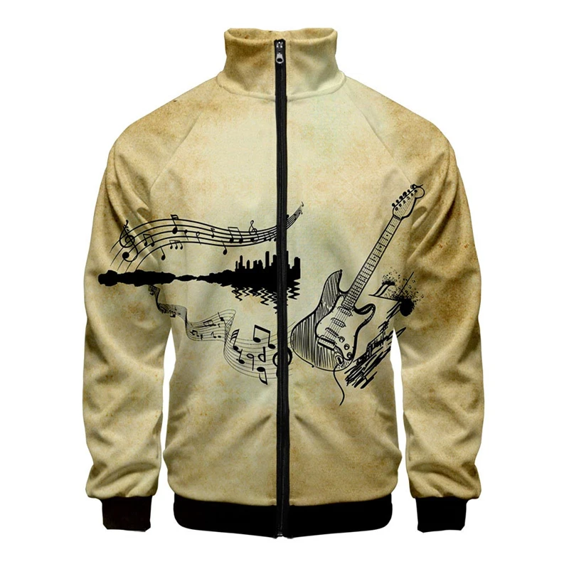 Rock Music Guitar 3D Printed Zipper Jacket For Men/Women Clothing Fashion Casual Hoodie High Quality Men Clothes Oversized Tops
