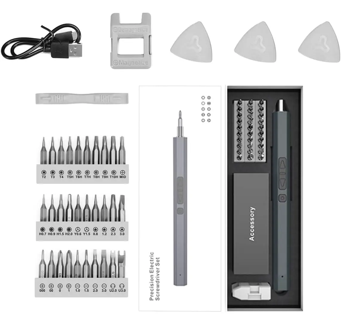 Precision Electric Power Screwdriver Cordless Rechargeable Handheld Tool with Magnetic Bits for Home DIY and Office Repairing