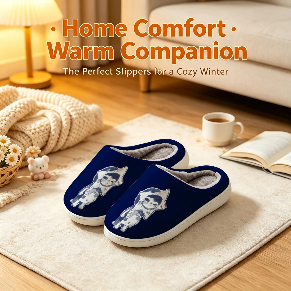 Star-Costumed Kid Christmas White Slippers Warm Plush Indoor Shoes Non-Slip Winter Slippers Family Holiday Gifts Soft view 3