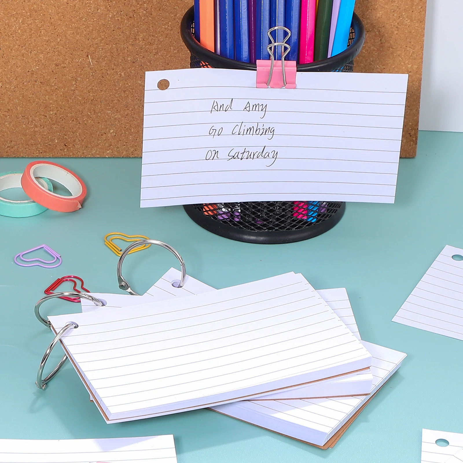 

4 pcs Lined Index With Rings Flash For Studying Blank Ruled Pads Colored Note Cards Study Cards Small Notebook