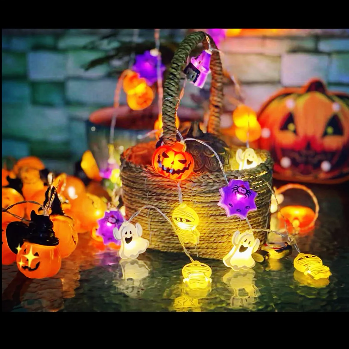 

Halloween Party LED String Lights Pumpkin Ghost Spider Web Hanging Lamp For Halloween Home Indoor Outdoor Decoration Props
