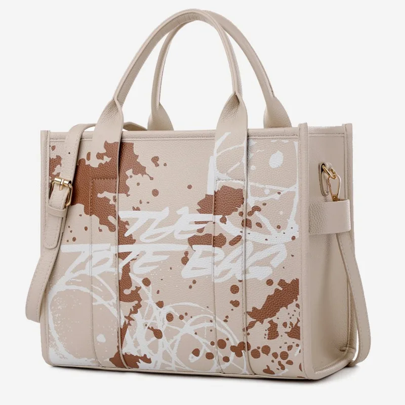 

New PU Letter Tote Fashion Versatile Shoulder Large Capacity Student High-End Feel Women's Bag