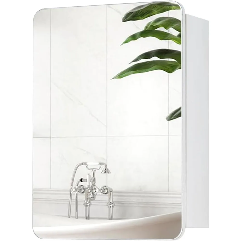 

Bathroom Wall Cabinet Medicine Mirror Cabinet with 3X Magnifier, Wall Mounted Bathroom Storage Cabinet with 1 Mirror Doors, Beh