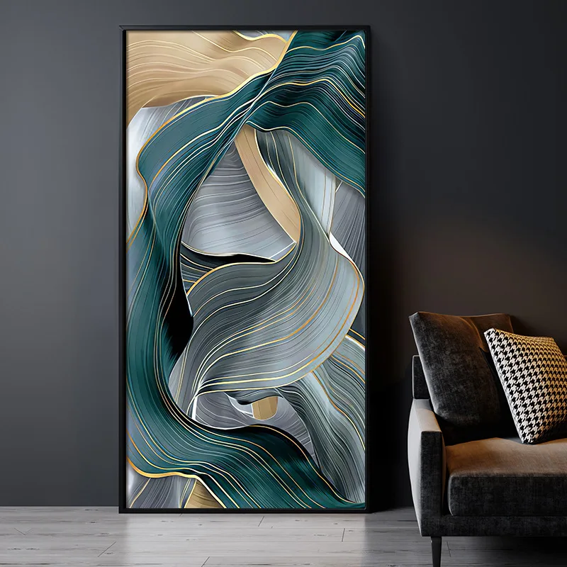 

Abstract Luxury Poster and Prints Silk River Geometry Green Black Gold Wall Art Canvas Painting Nordic Modern Aesthetic Picture