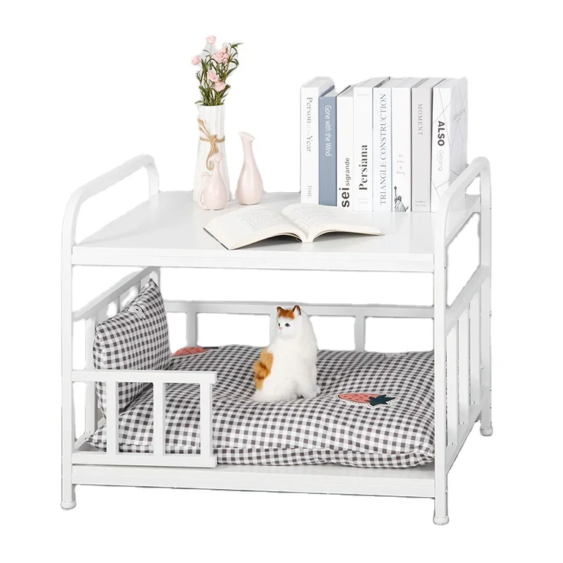 

High Quality Modern Metal White Indoor Outdoor Two-layer Pet Bed With Shelf For One Dog