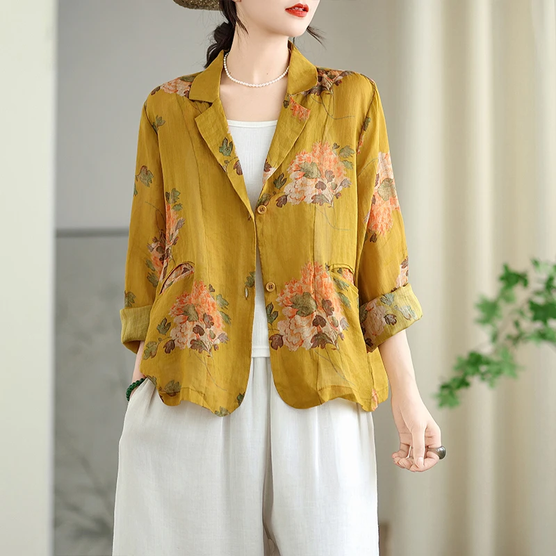 

Элегантный осенний повседневный костюм для женщин: свободный крой, ретро-цветочный принт, ультратонкий, с длинными рукавами, универсальный, маленькие размеры