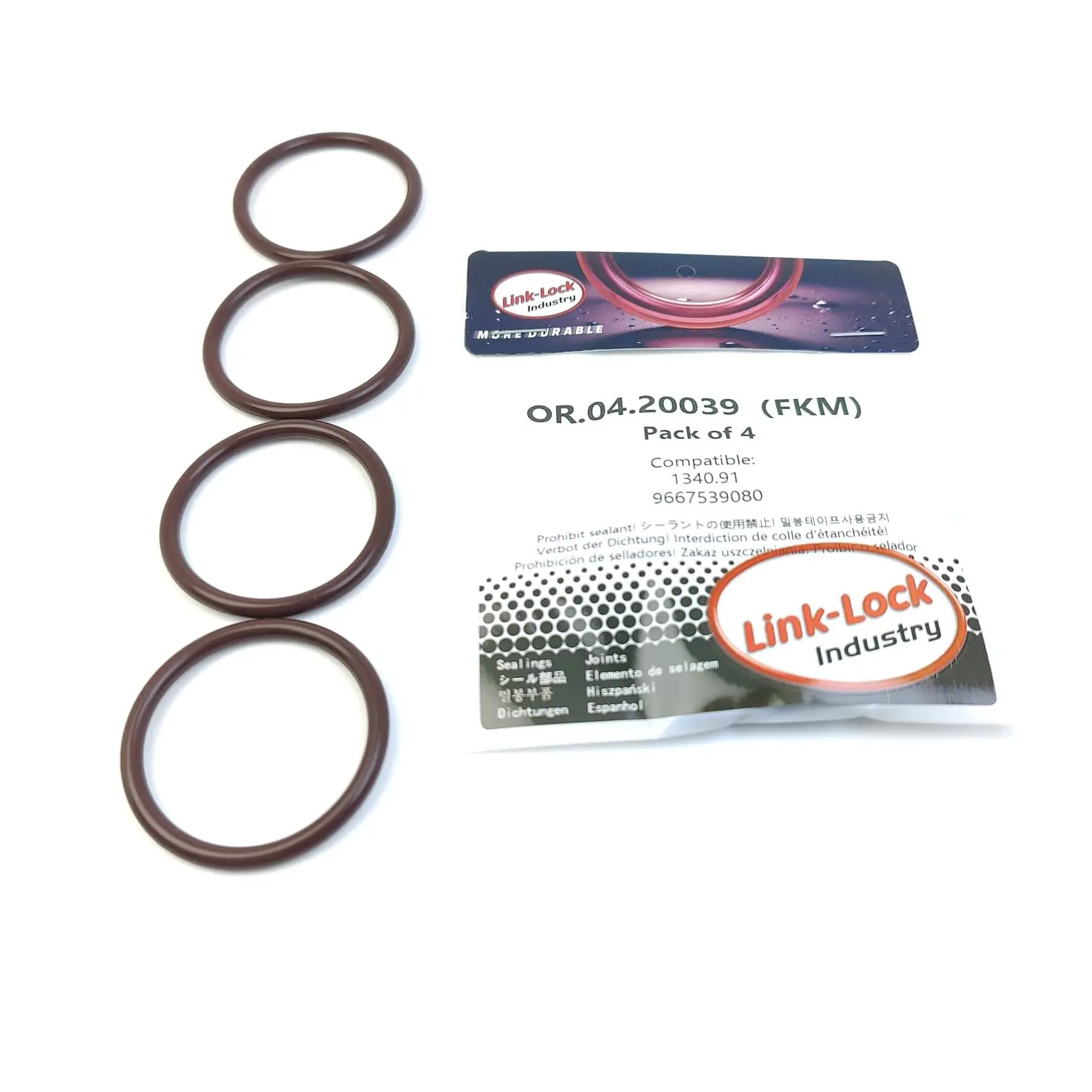 LINK-LOCK 4PCS OR.04.20039 FKM Viton 39×4 Sealing Universal O-Ring Kit 1340.91 9667539080 for CITROËN for FIAT