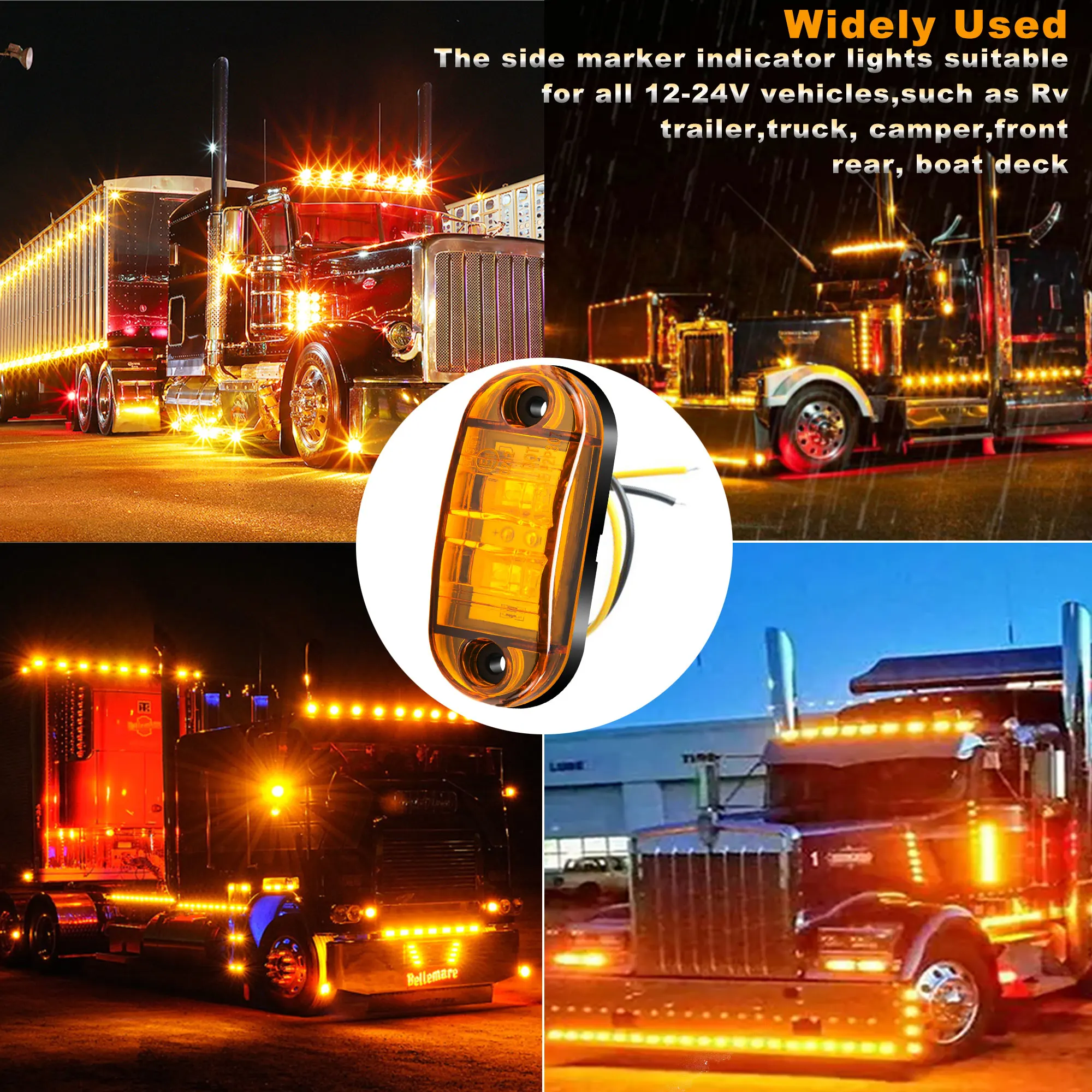 LED Flashlight 6 LEDs orange slimline R65 R10 20W 12V / 24V | Trailers