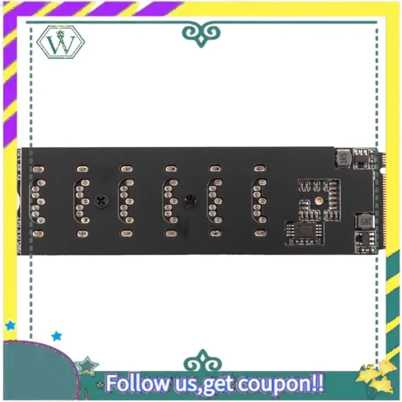 

NEW M.2 MKEY PCI-E Riser Card M.2 NVME To SATA3.0 PCIE To SATA 6Gpbsx6-Port Expansion Card ASM1166