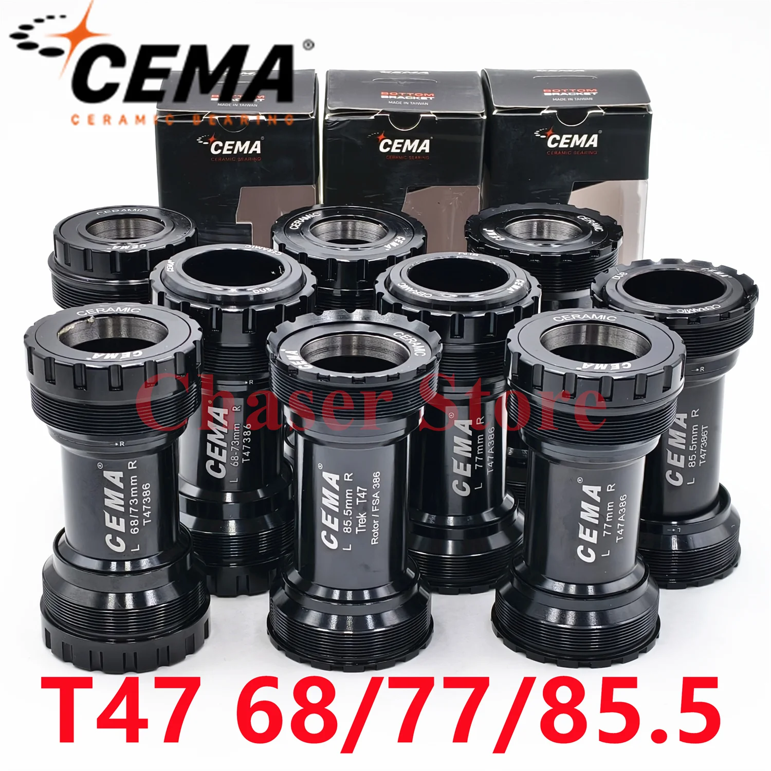 CEMA T47 68/73/77/85.5mm bicicleta rodamiento cerámico BB soporte inferior T47-24mm/DUB/BB386 30mm