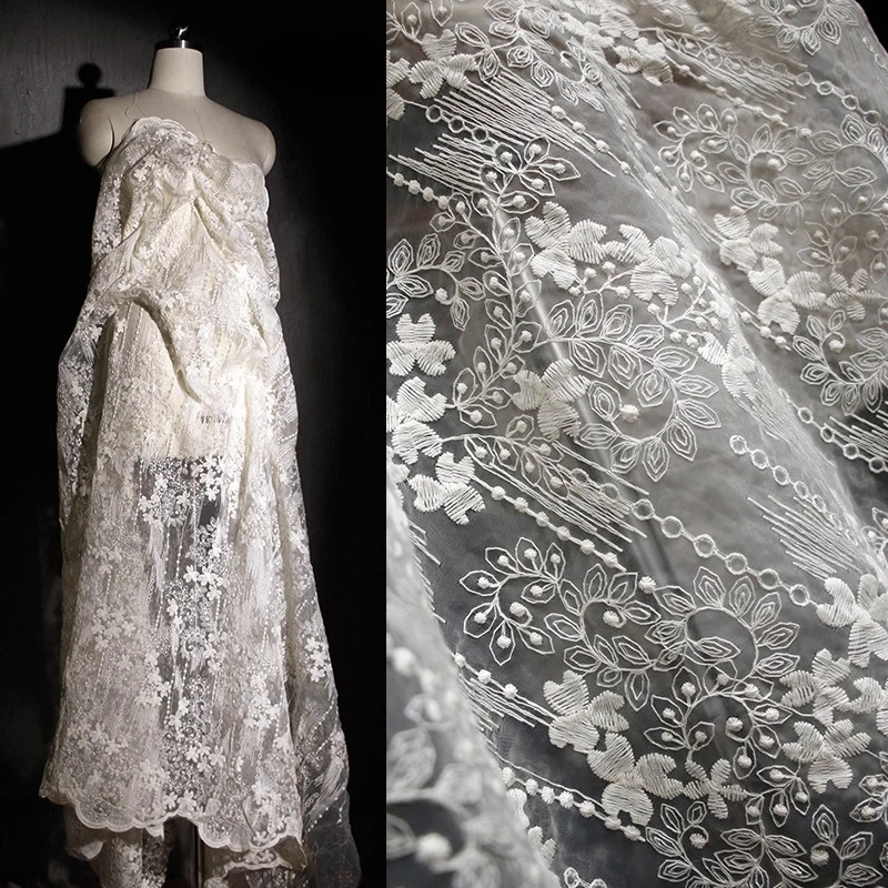 

Small Flower Lace Embroidered Jacquard Fabric Perspective Hanfu Qipao Clothing Handmade DIY Decorative Background Fabric