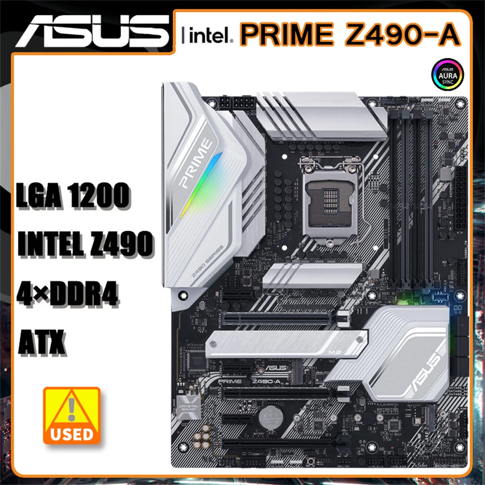 ASUS PRIME Z490-A Motherboard LGA1200 Support i9-11900K i7-11700K i5-10400F 11600K 10600K CPU DDR4 4800MHz HDMI 2xM.2 AURA SYNC