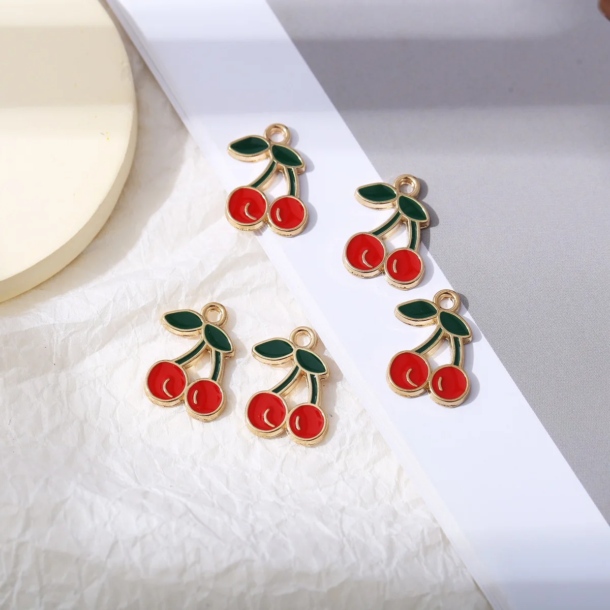 5Pcs/lot Retro Red Color Cherry Pendant Charm for Necklace Earring Bracelet Making DIY Jewelry Accessory Finding
