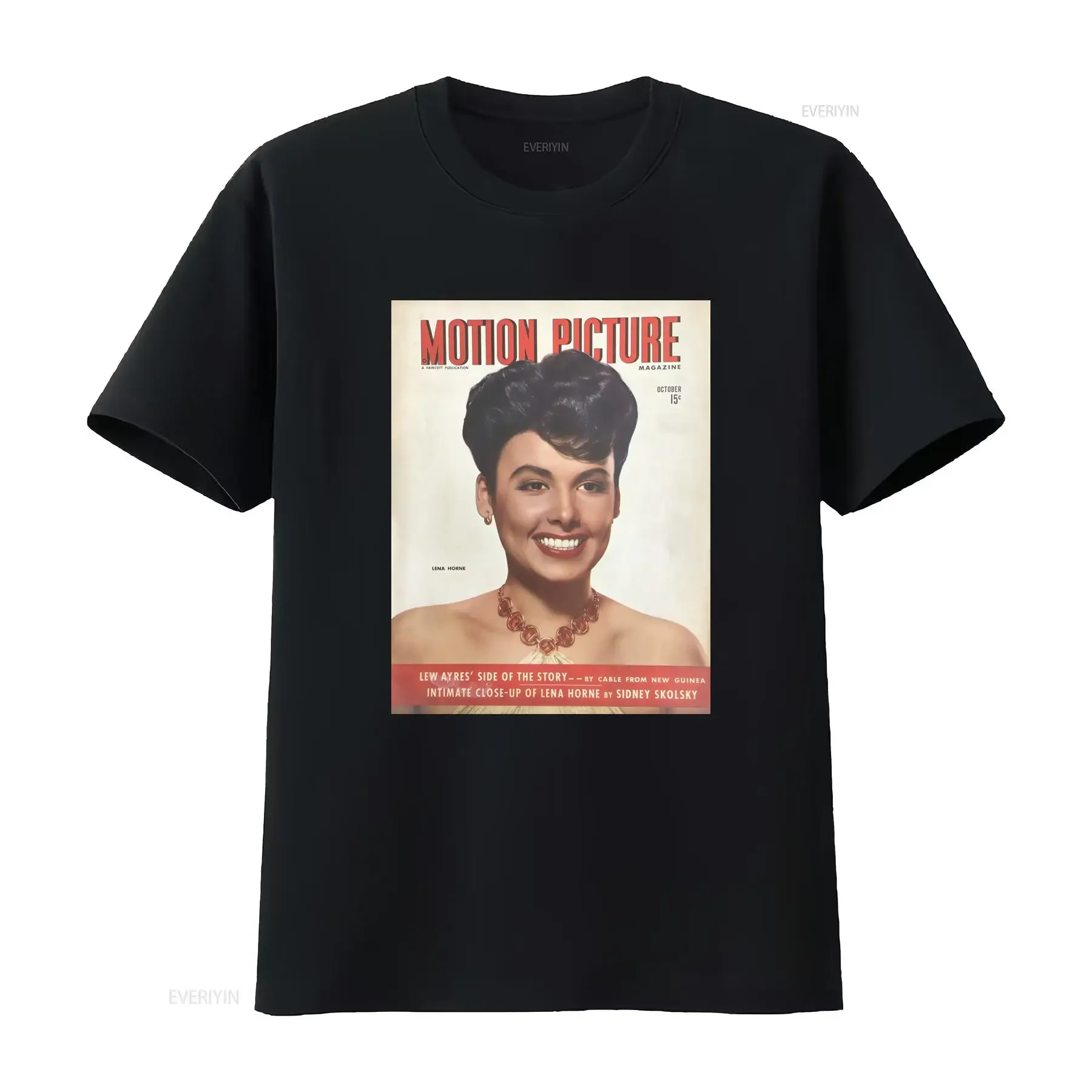 Vintage Retro Lena Horne Motion Picture Magazine Cover Print Casual T Shirt vintage Washed fashion streetwear Breathable