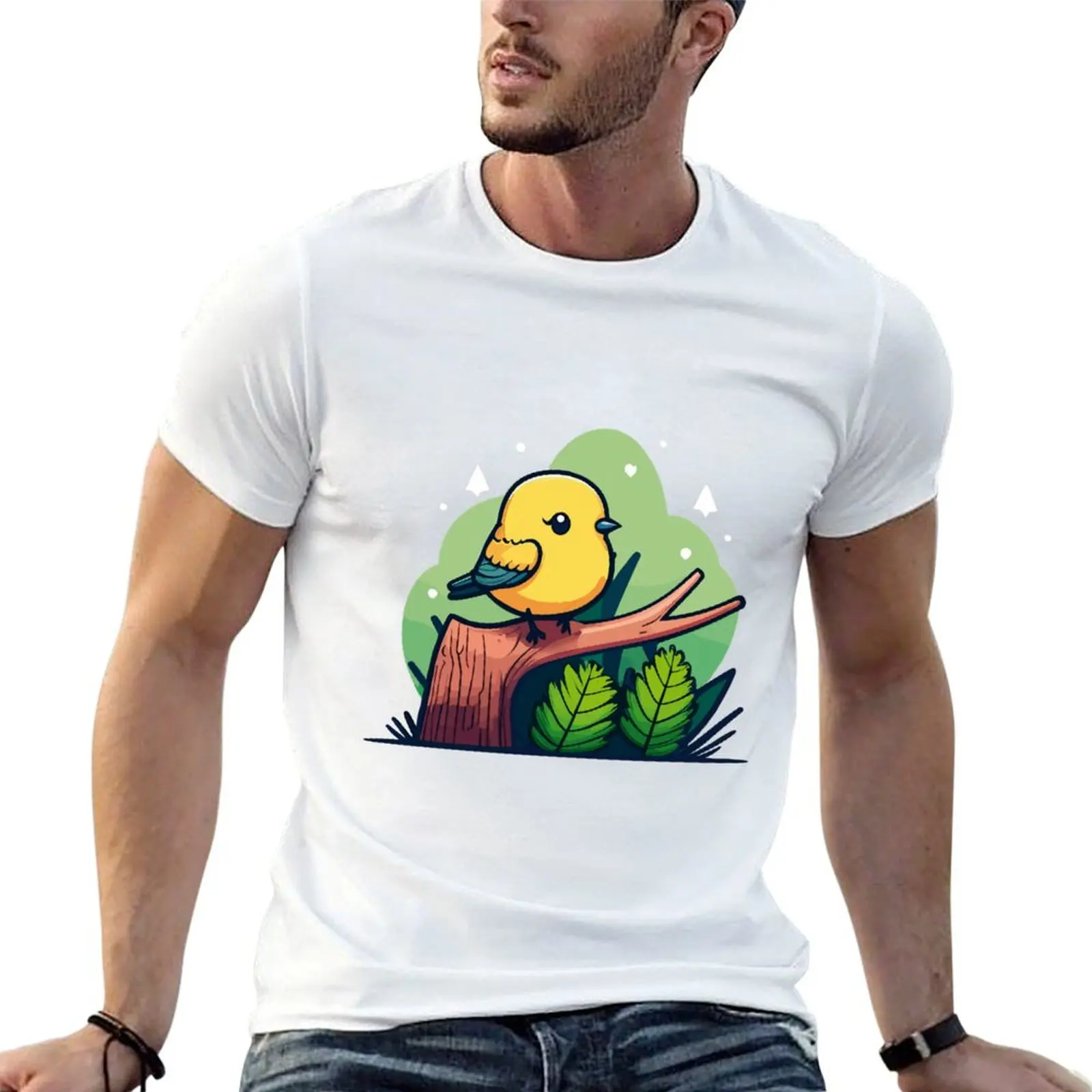 Camiseta ajustada de algodón para hombre, camiseta bonita, camisa canaria ajustada para hombre