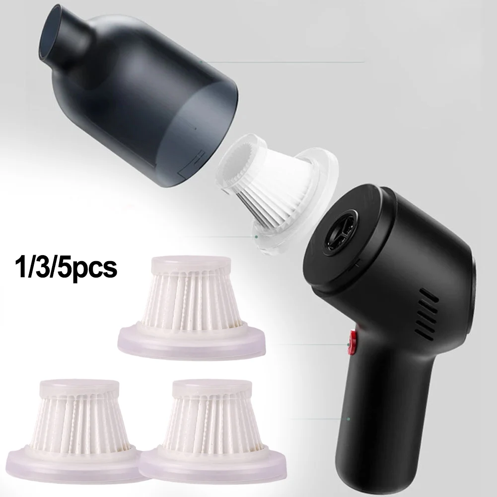 1/3/5pcs Car Vacuum Cleaner Filters Washable Filter Portabe Cordless Microfilter Accessories Wet And Dry Cleaning Filters