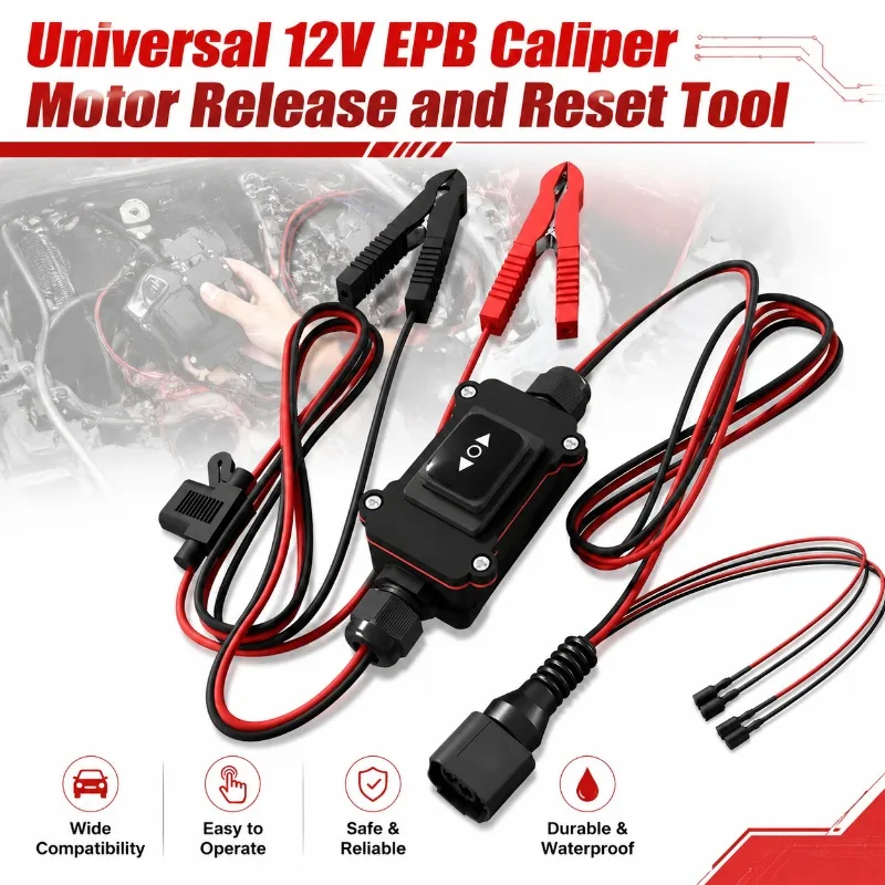 Universal 12V EPB Caliper Motor Release Reset Tool Handbrake Motor Return Test Tool for ElectronicParking Brake Emergency Repair