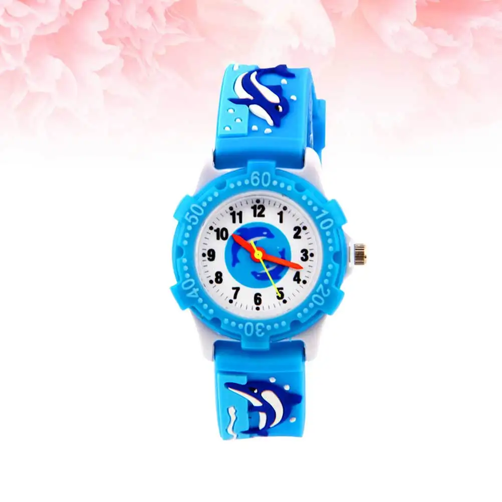 

Kids Watch Creative Dolphin Design Sky Blue Cartoon 3D Electric Wristwatch Cute Wrist Decoration for Children Kids Watch