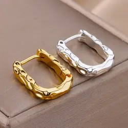 Stainless Steel Hoop Earrings for Women Gold Color Square Earrings Trendy 2025 New Fashion Waterproof Ear Jewelry Dropshipping
