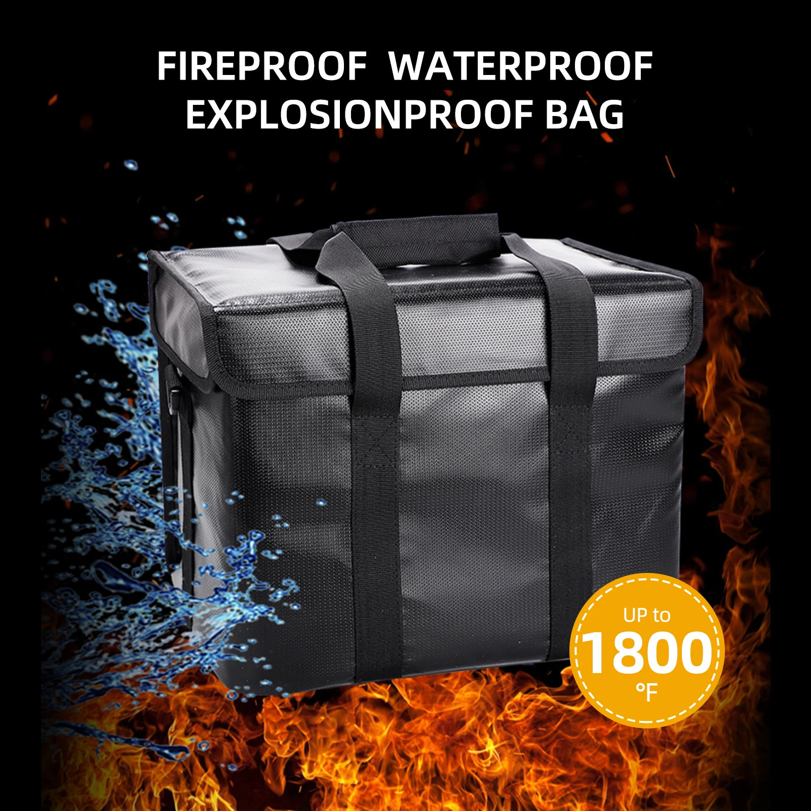 

Fireproof Lipo Safe Bag Explosionproof Protective Battery Waterproof Bag with Zippers Handle Strap Portable Storage Guard Pouch