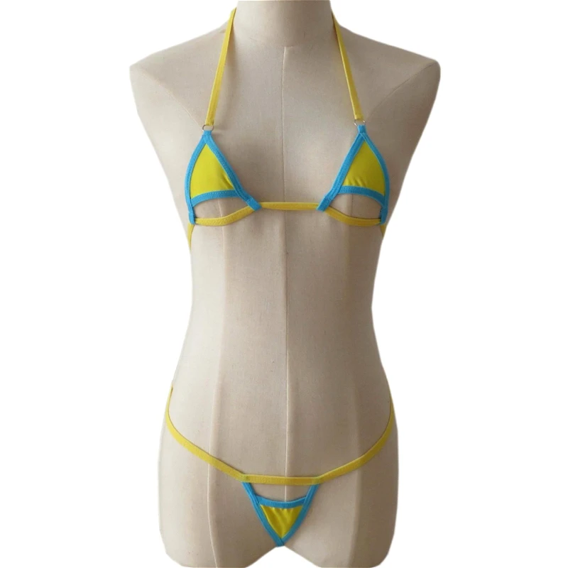 Hollow Out Bikinis Set Women Erotic Swimsuit 2Pcs Mini Bikini Sets Beachwear Lady Sexy Lingerie Female Bra Thong Silky Underwear