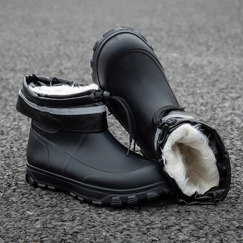 

Rain Boots Men's Fashionable New Medium-length Rain Boots Non-slip Waterproof Shoes Short-tube Removable Rubber Shoes Work Shoes