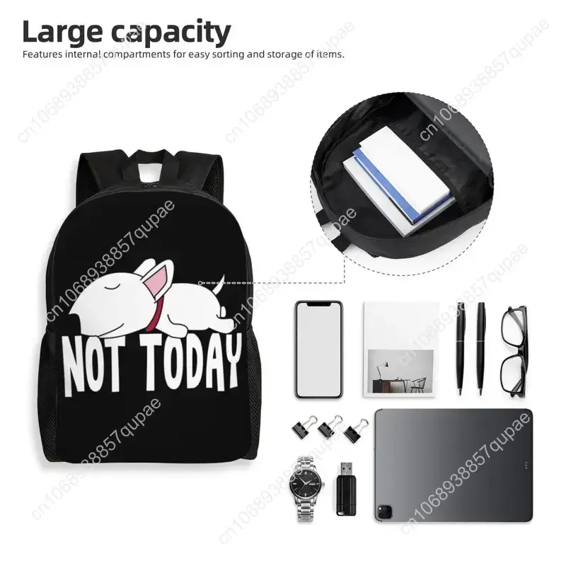 Sac à dos pour ordinateur portable pour hommes et femmes, Lazy Not Today, Bull Terrier, Funny Dog, Fashion Bookbag, imprimés School Student, Puppy Pet Bags