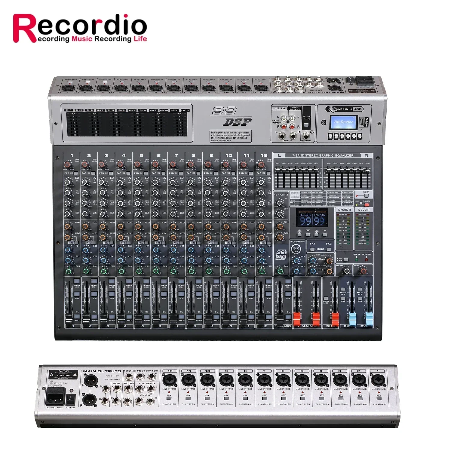 

GAX-GBA14 LED Screen Professional Performance Mixer Blueteeth USB Dual Effect MP3 Mixer Support OEM Mixer