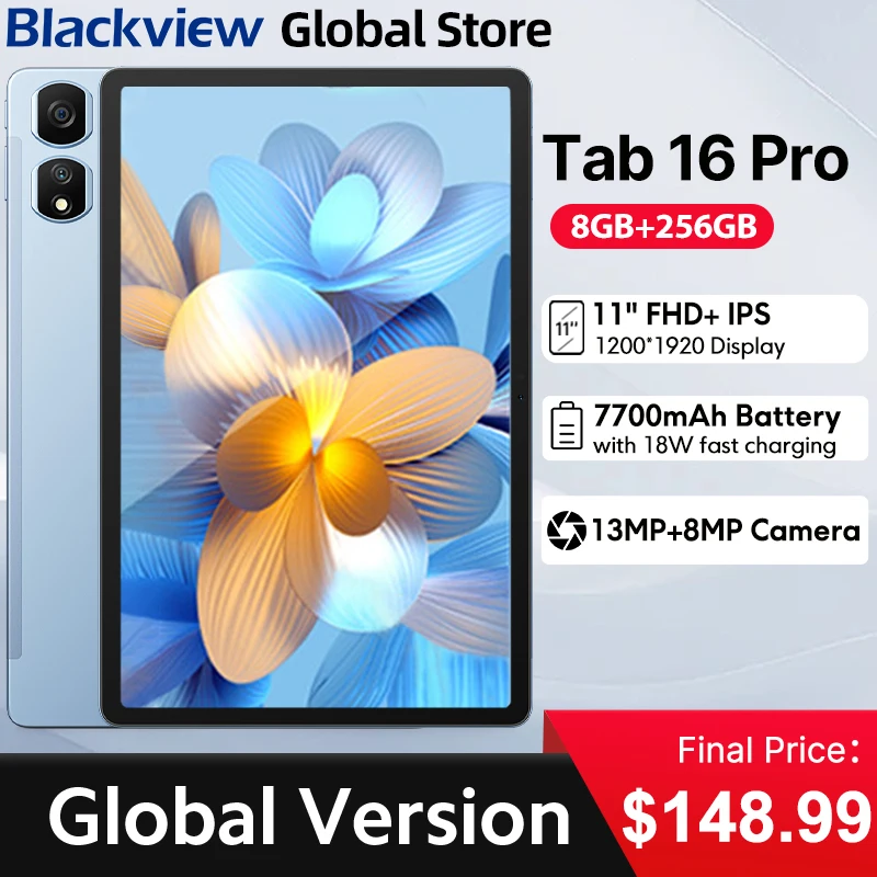 2024 Blackview Tab 16 Pro タブレット 11'' FHD+ ディスプレイ 8GB+256GB 13MP 8MP Widevine L1 7700 mAh バッテリー Android 14 タブレット PC