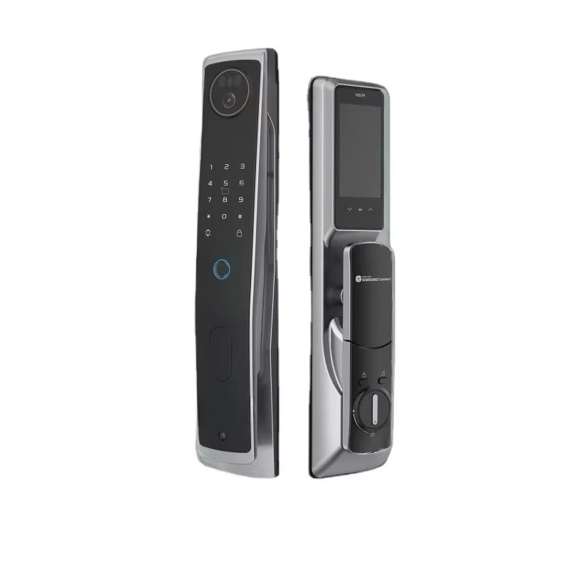 WiFi Smart Door Lock Aluminum Digital Code Card Fingerprint Face Recognition Wood Compatible App Electronic Key Aluminum Alloy